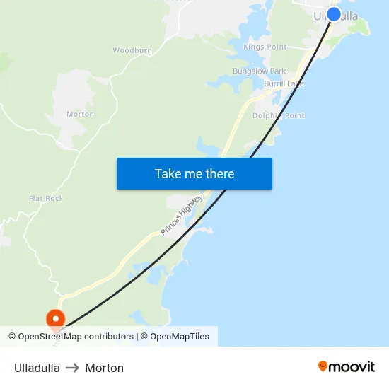 Ulladulla to Morton map