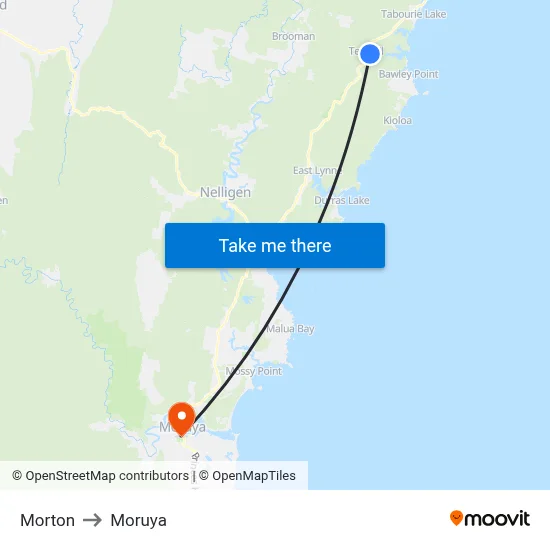 Morton to Moruya map