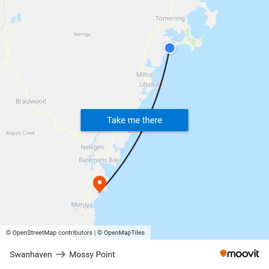Swanhaven to Mossy Point map