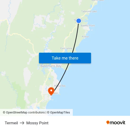 Termeil to Mossy Point map