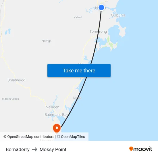 Bomaderry to Mossy Point map