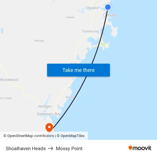 Shoalhaven Heads to Mossy Point map