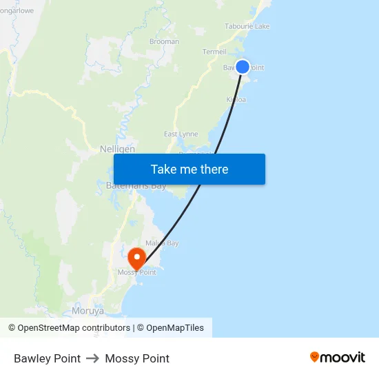 Bawley Point to Mossy Point map