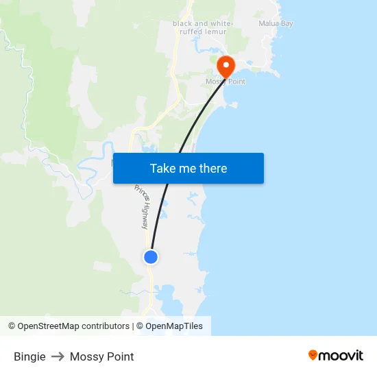Bingie to Mossy Point map