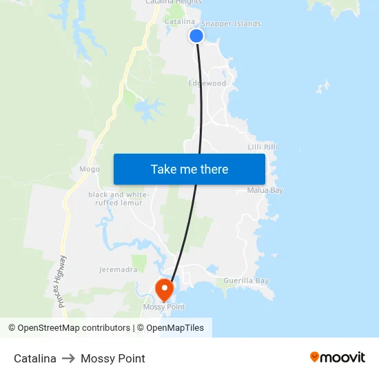 Catalina to Mossy Point map