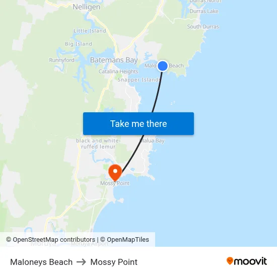 Maloneys Beach to Mossy Point map