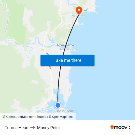 Tuross Head to Mossy Point map