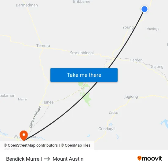 Bendick Murrell to Mount Austin map