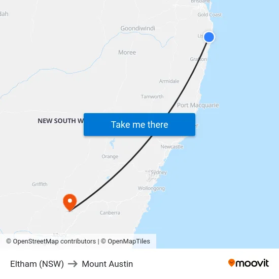 Eltham (NSW) to Mount Austin map