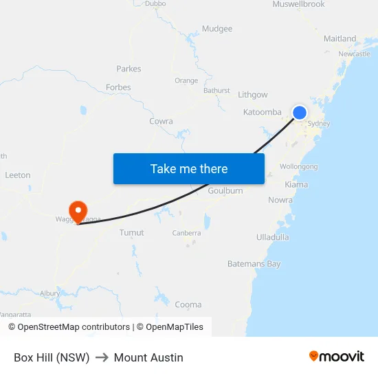 Box Hill (NSW) to Mount Austin map
