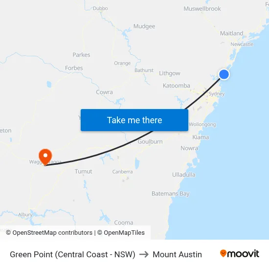 Green Point (Central Coast - NSW) to Mount Austin map