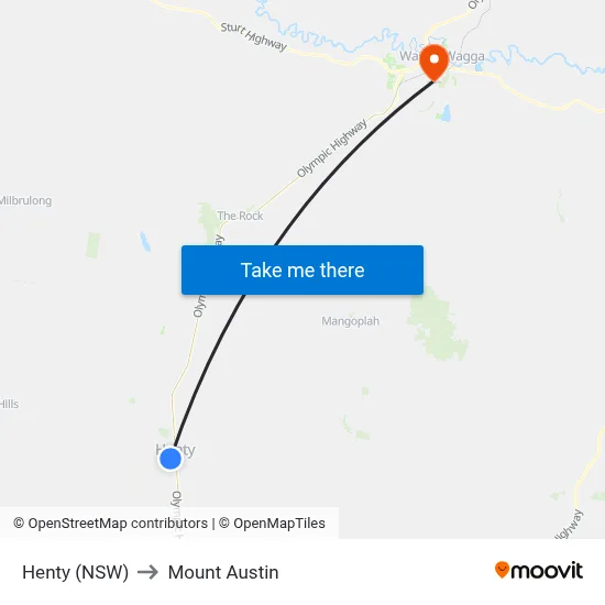 Henty (NSW) to Mount Austin map
