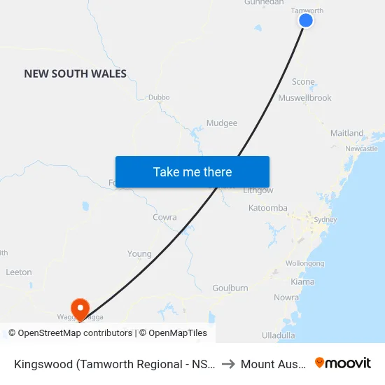 Kingswood (Tamworth Regional - NSW) to Mount Austin map