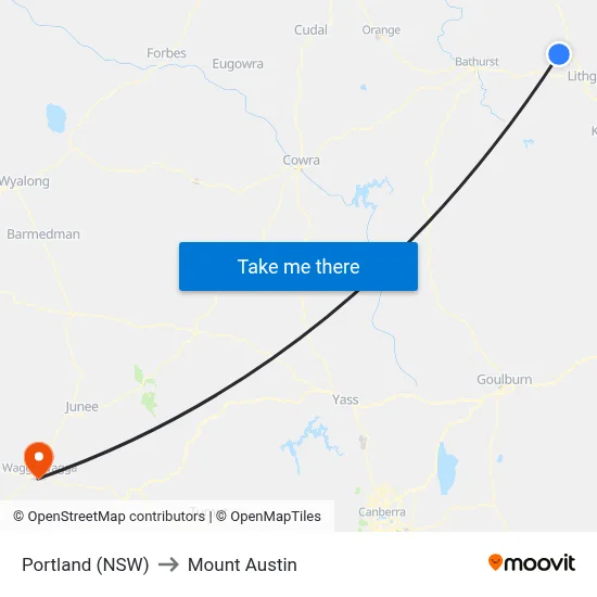 Portland (NSW) to Mount Austin map
