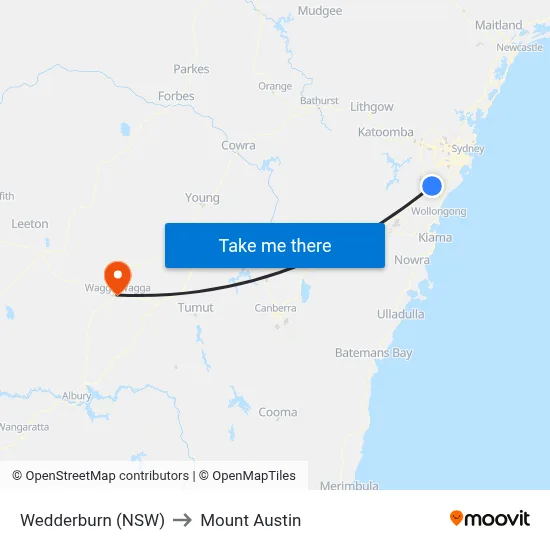 Wedderburn (NSW) to Mount Austin map