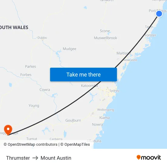 Thrumster to Mount Austin map