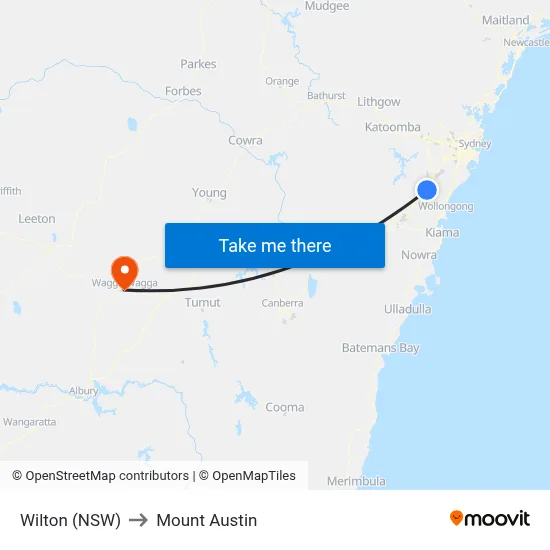 Wilton (NSW) to Mount Austin map