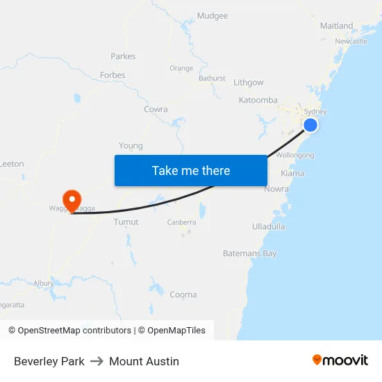 Beverley Park to Mount Austin map