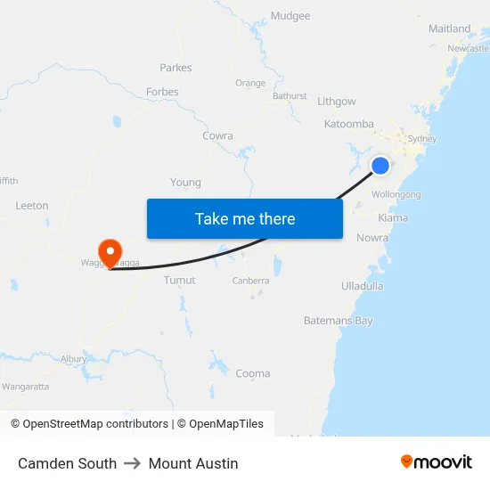 Camden South to Mount Austin map
