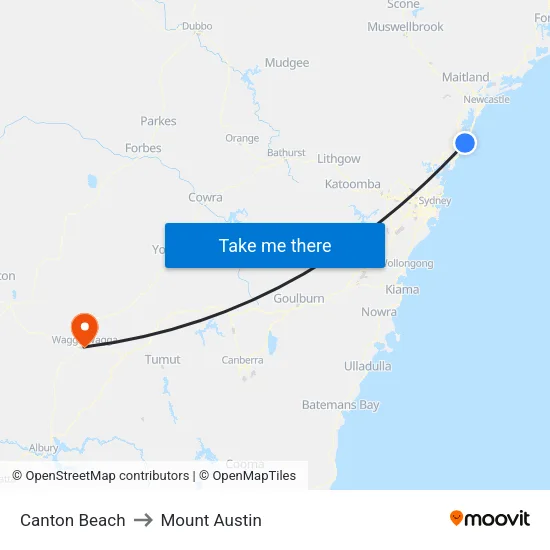 Canton Beach to Mount Austin map