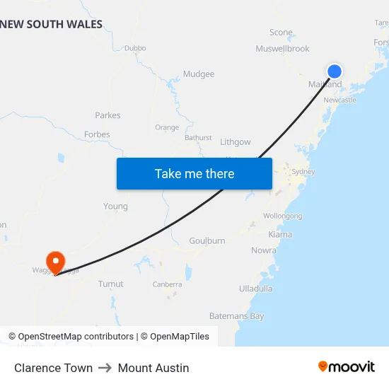 Clarence Town to Mount Austin map