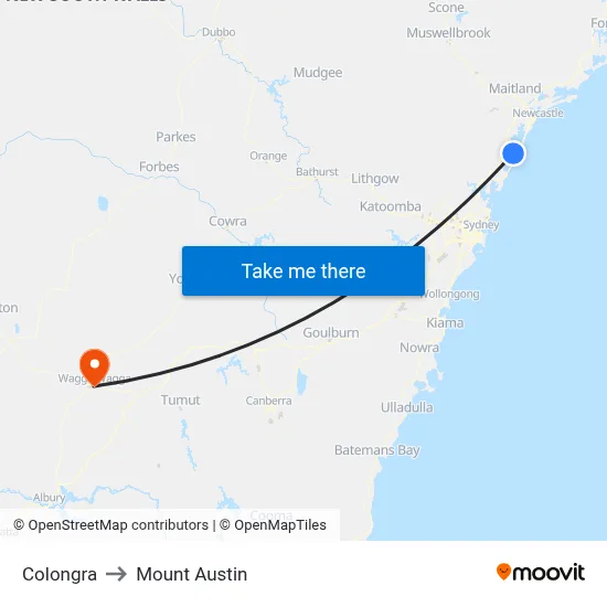Colongra to Mount Austin map