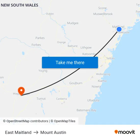 East Maitland to Mount Austin map