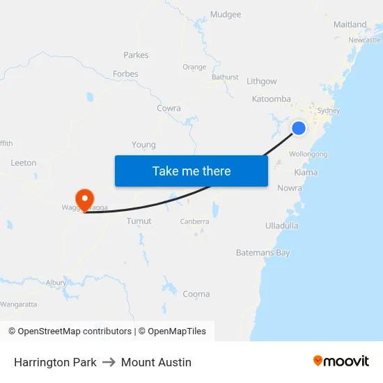 Harrington Park to Mount Austin map