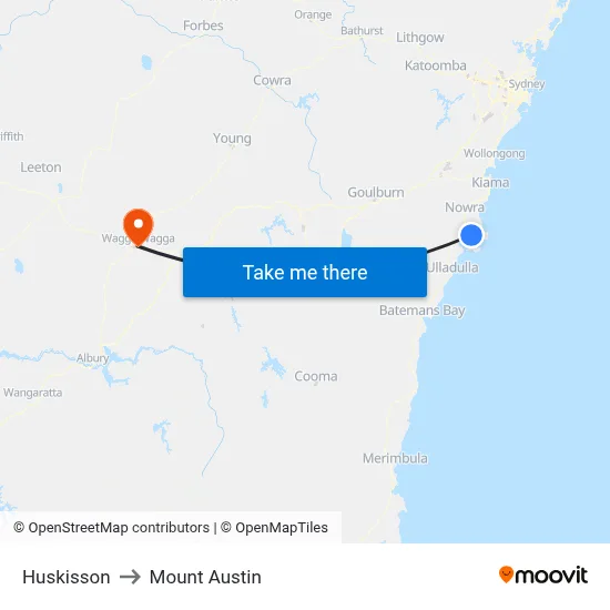 Huskisson to Mount Austin map
