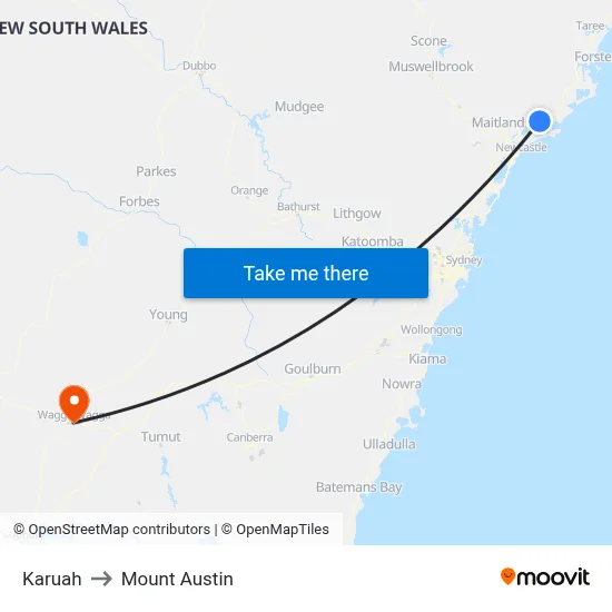 Karuah to Mount Austin map