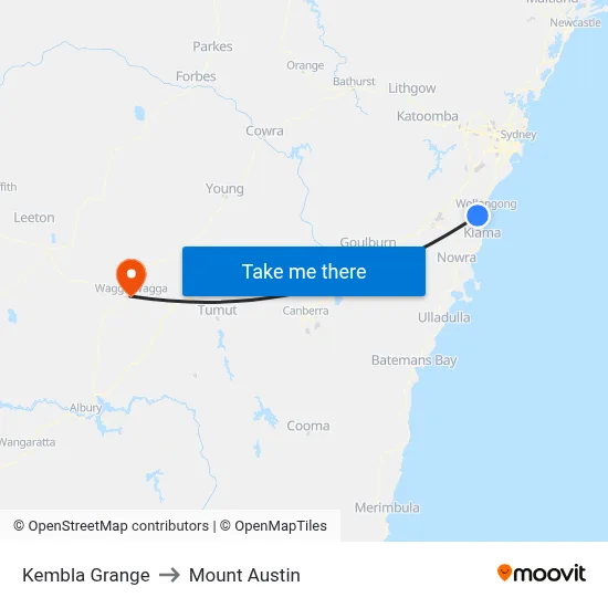 Kembla Grange to Mount Austin map
