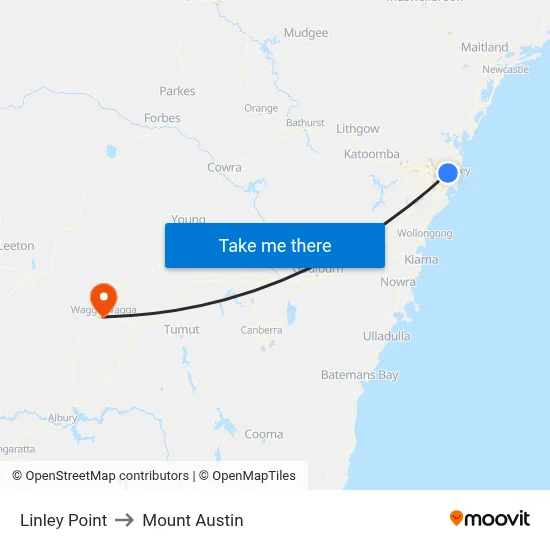 Linley Point to Mount Austin map
