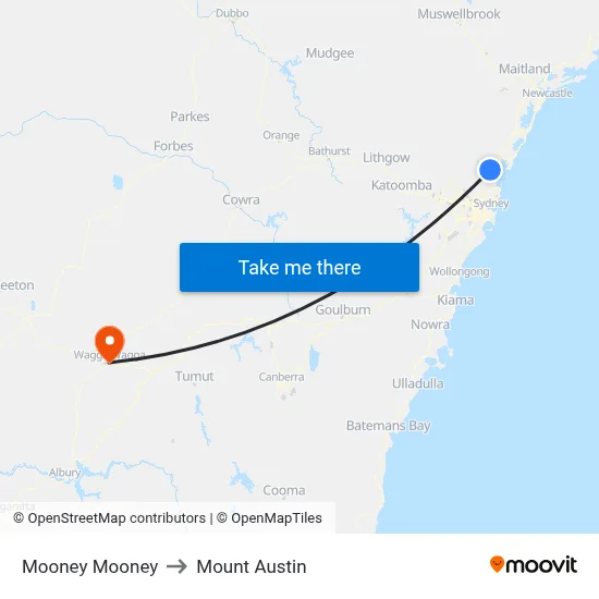 Mooney Mooney to Mount Austin map