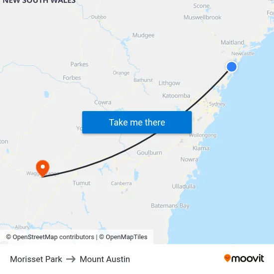 Morisset Park to Mount Austin map