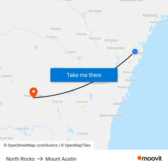 North Rocks to Mount Austin map