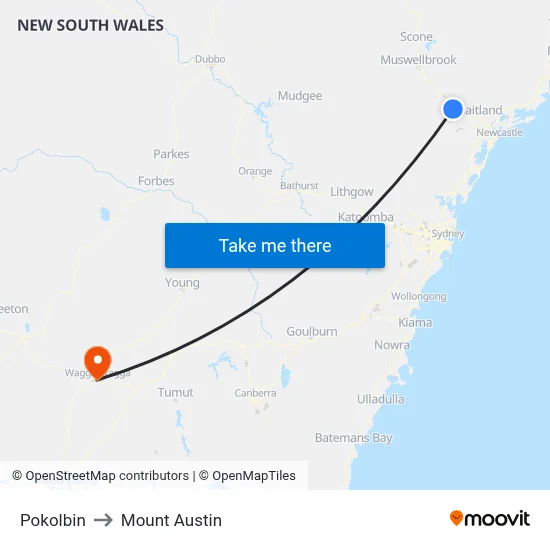 Pokolbin to Mount Austin map