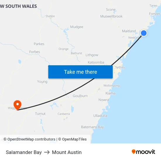 Salamander Bay to Mount Austin map