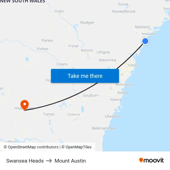 Swansea Heads to Mount Austin map