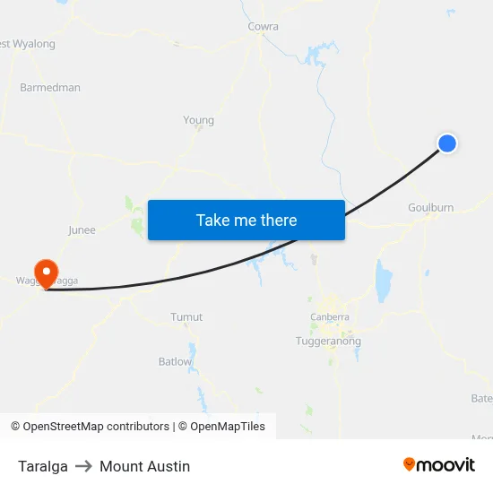 Taralga to Mount Austin map
