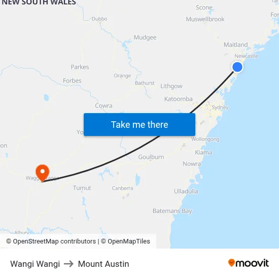 Wangi Wangi to Mount Austin map