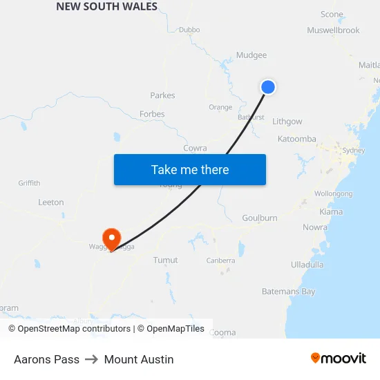 Aarons Pass to Mount Austin map