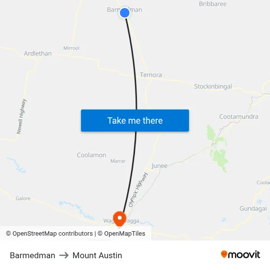 Barmedman to Mount Austin map