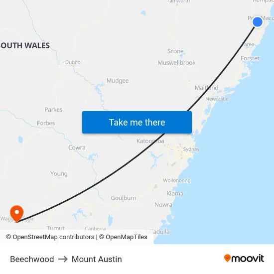 Beechwood to Mount Austin map