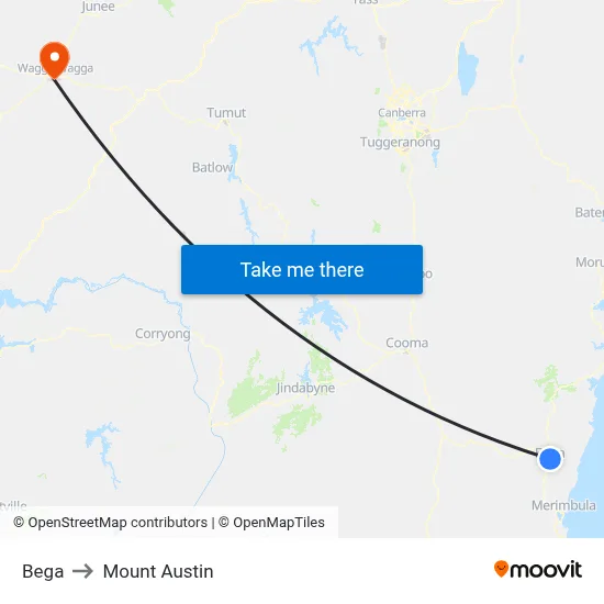 Bega to Mount Austin map