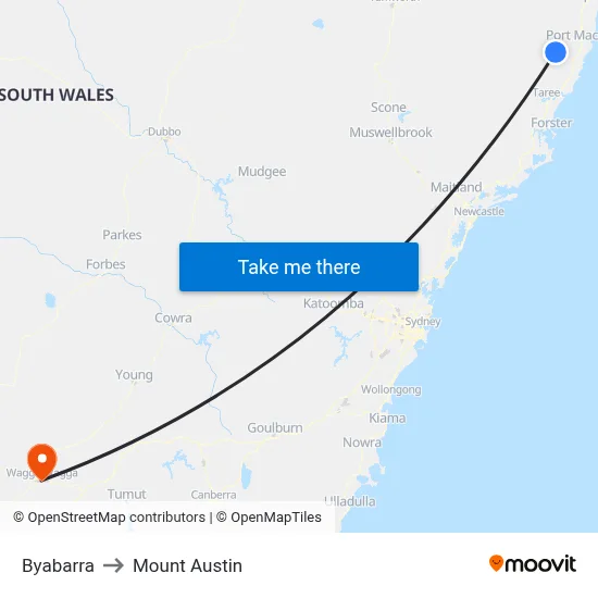 Byabarra to Mount Austin map