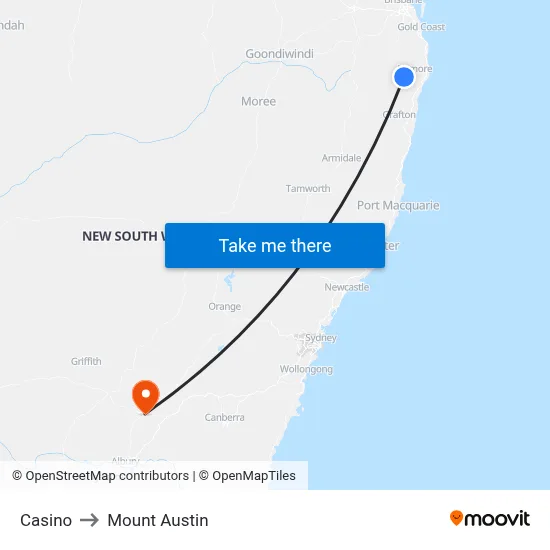 Casino to Mount Austin map