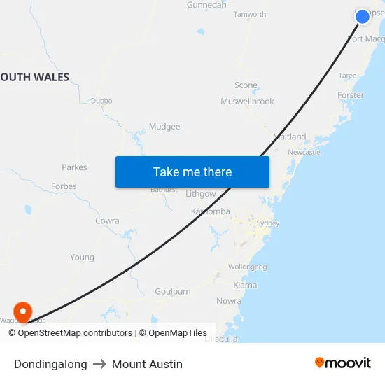 Dondingalong to Mount Austin map