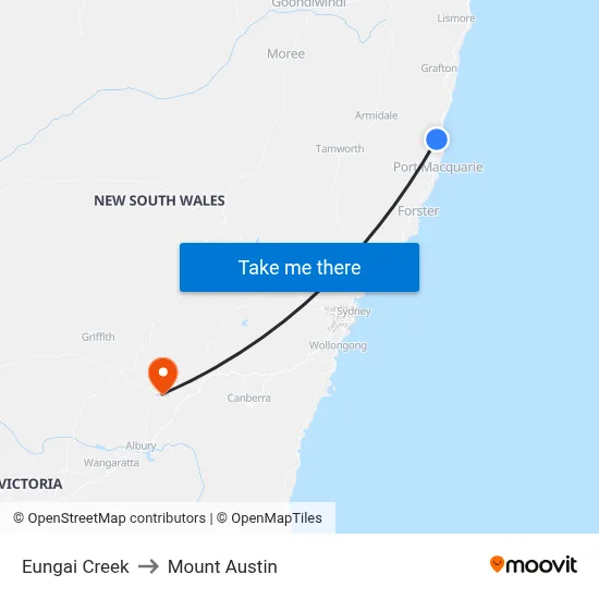 Eungai Creek to Mount Austin map