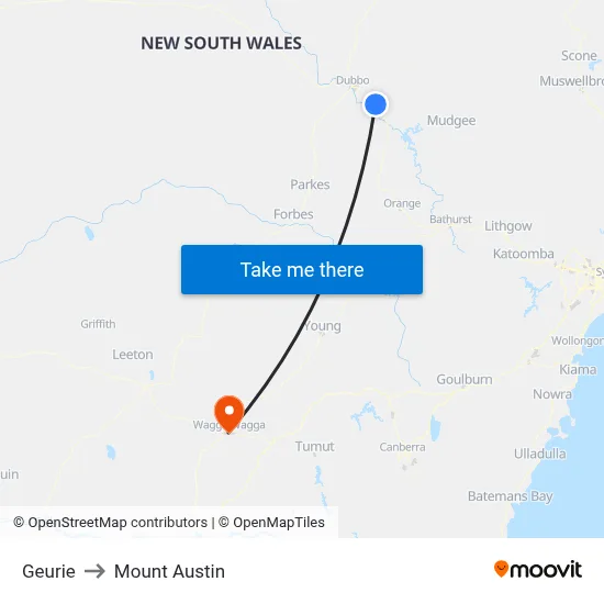 Geurie to Mount Austin map