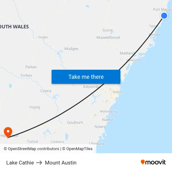 Lake Cathie to Mount Austin map